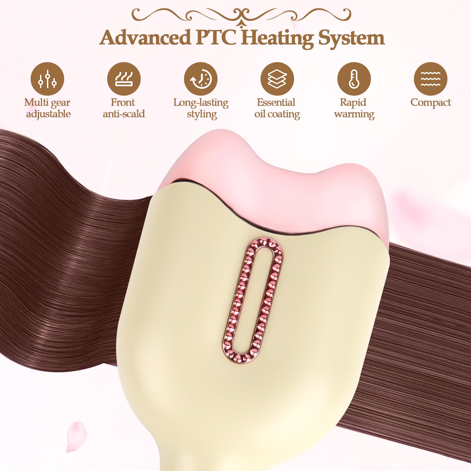 MXTIMWAN Ferro Arricciacapelli per Onde,Piastra Onde per Capelli,Ferro Capelli Grandi Ricci Adatto ai Principianti,Ondulati Temperatura Regolabile Ondulata Ferro,Riscaldamento Rapido Curling Iron