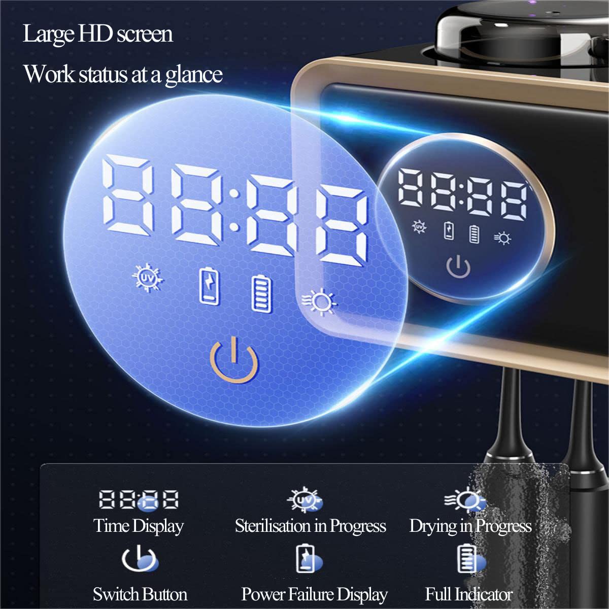 LANMOU Dispensador Automático Pasta Dientes, Soporte para Cepillo de Dientes montado en la Pared Dispensador de Pasta de Dientes automático Porta Cepillo de Dientes Esterilizador de cepillo dientes UV