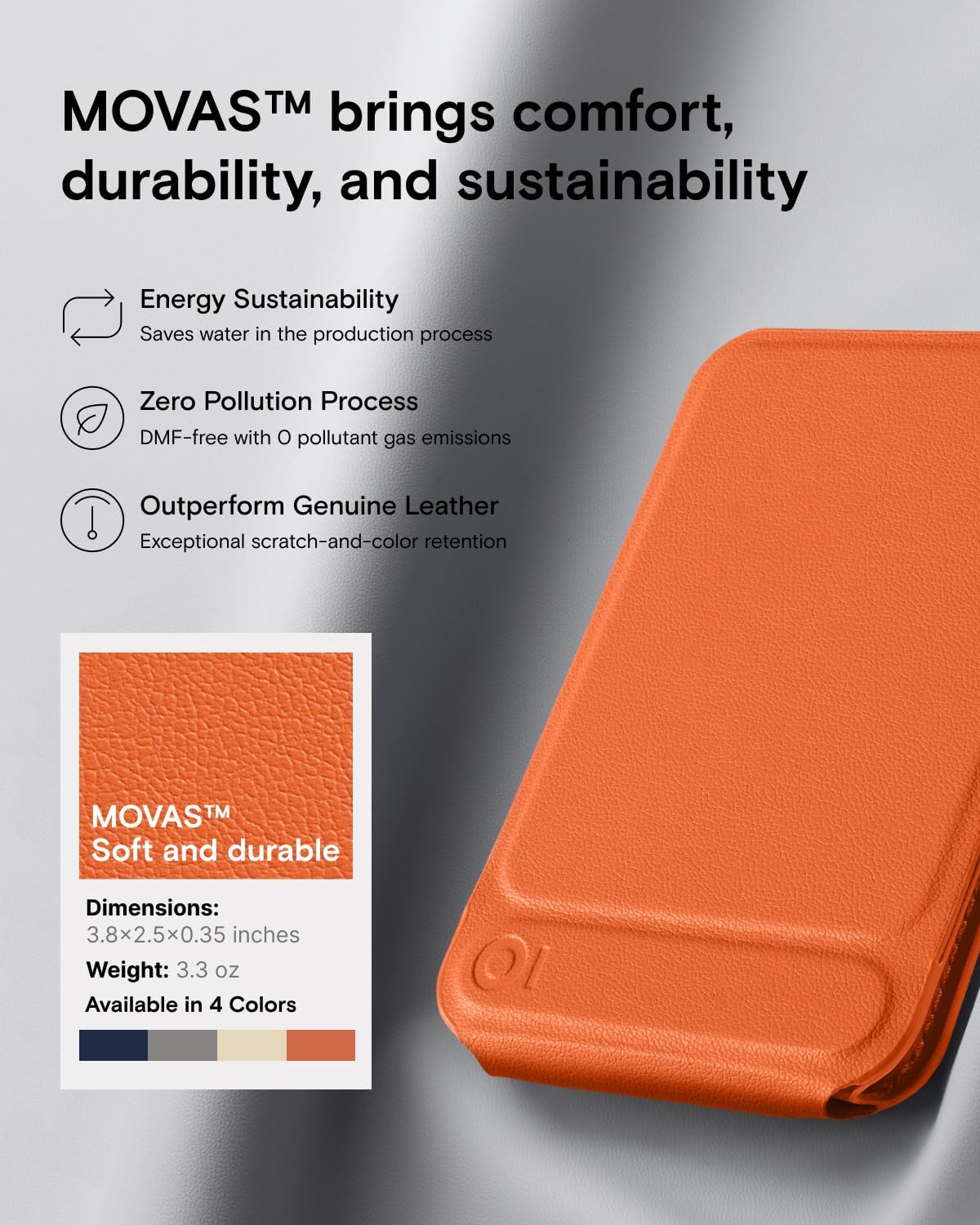 MOFT Phone Tripod Wallet, 3 in 1 Phone Stand, NFC-Supported Magnetic Phone Wallet, MOVAS Vegan Leather Adjustable Card Holder, Sunrise