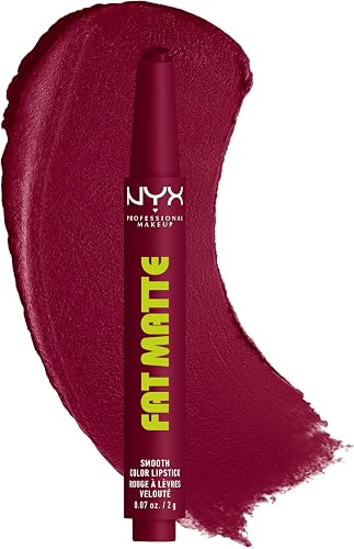 NYX PROFESSIONAL MAKEUP Fat Matte Lipstick, Pigmented, Smoothing, & Non-Drying Lip Crayon, Long Lasting Lip Makeup, Vegan & Cruelty Free - Berry Smooth