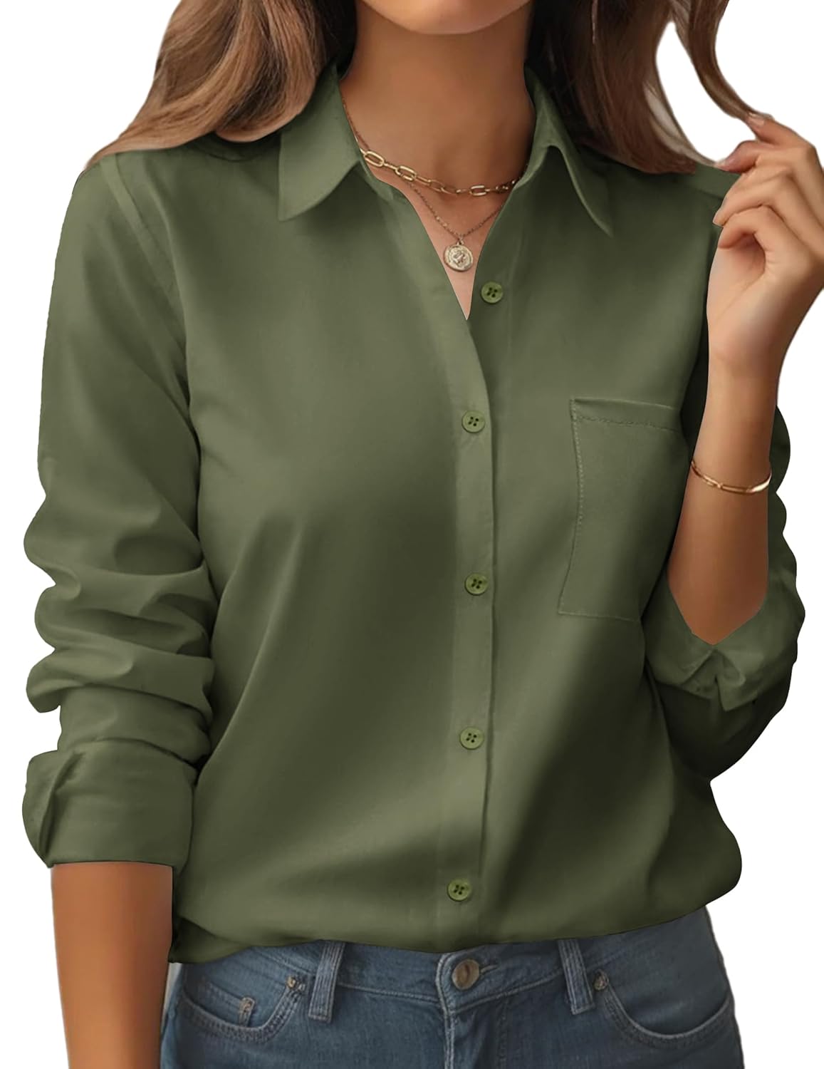 Zeagoo Womens Button Down Shirt Long Sleeve Blouse Business Work Tops Dressy Casual Floral Printed Outfits with Pocket