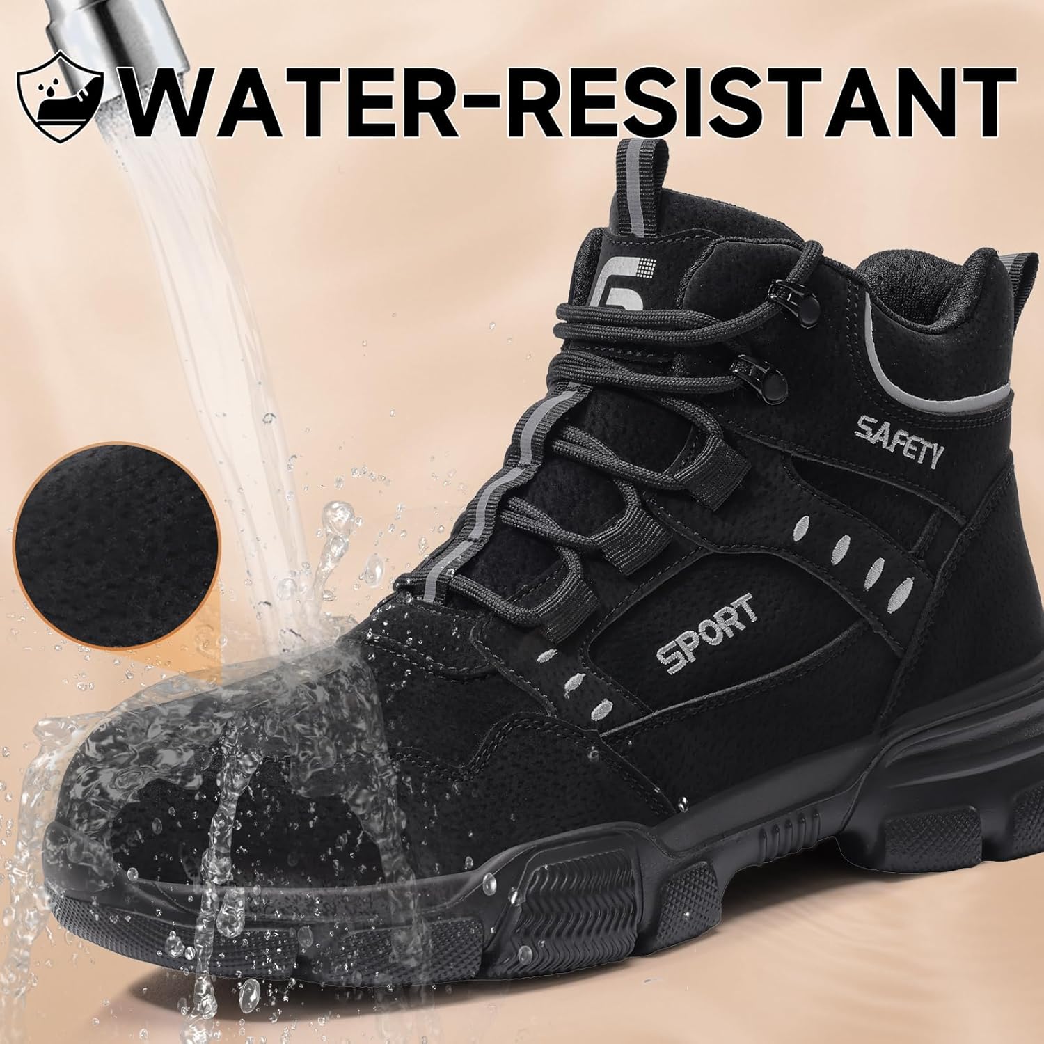 Steel Toe Boots for Men High Top Work Safety Boots with Kevlar Puncture Resistant Midsole Lightweight Industrial Men's Work & Utility Shoes for Construction Warehouse Factory Jobs - Image 5