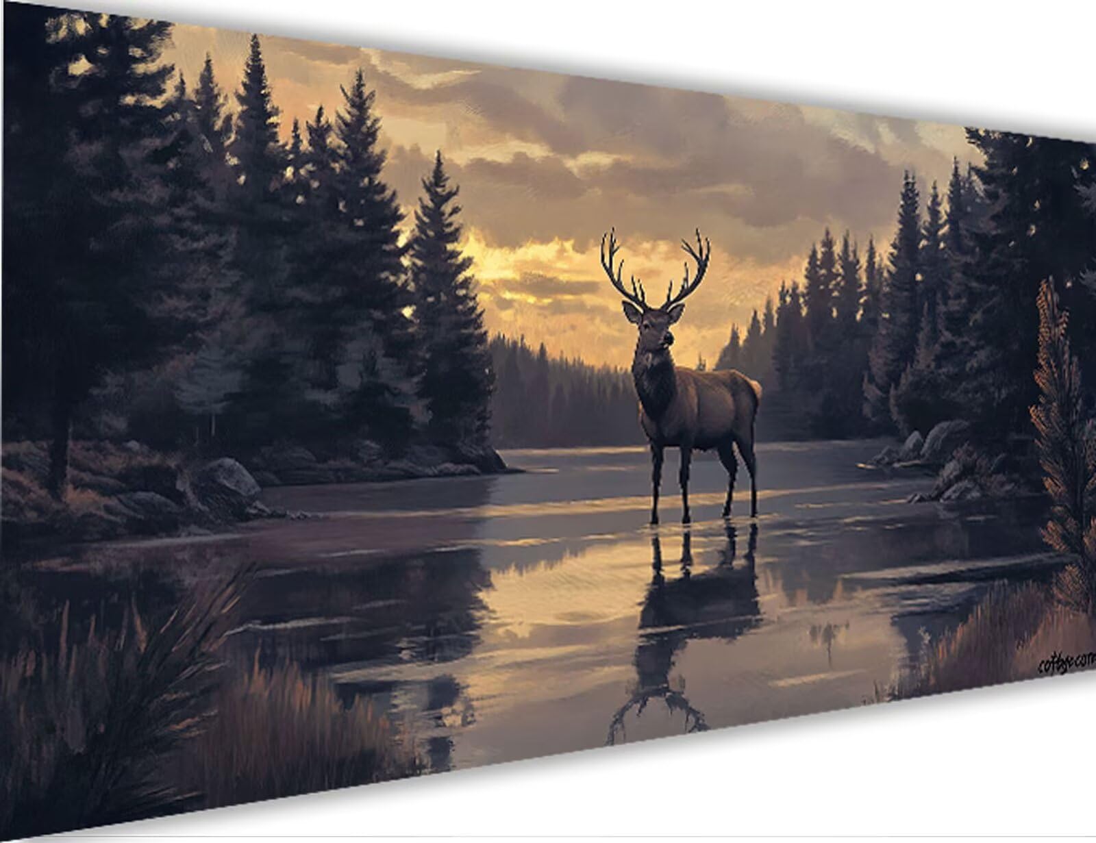 Krajobraz Malowanie po numerach jelenia malowanie według numerów dorosłych z ramą 50 x 150 cm, malowanie olejne DIY według numerów Kit, farby akrylowe pędzle do dekoracji domu dziewczyny początkujące