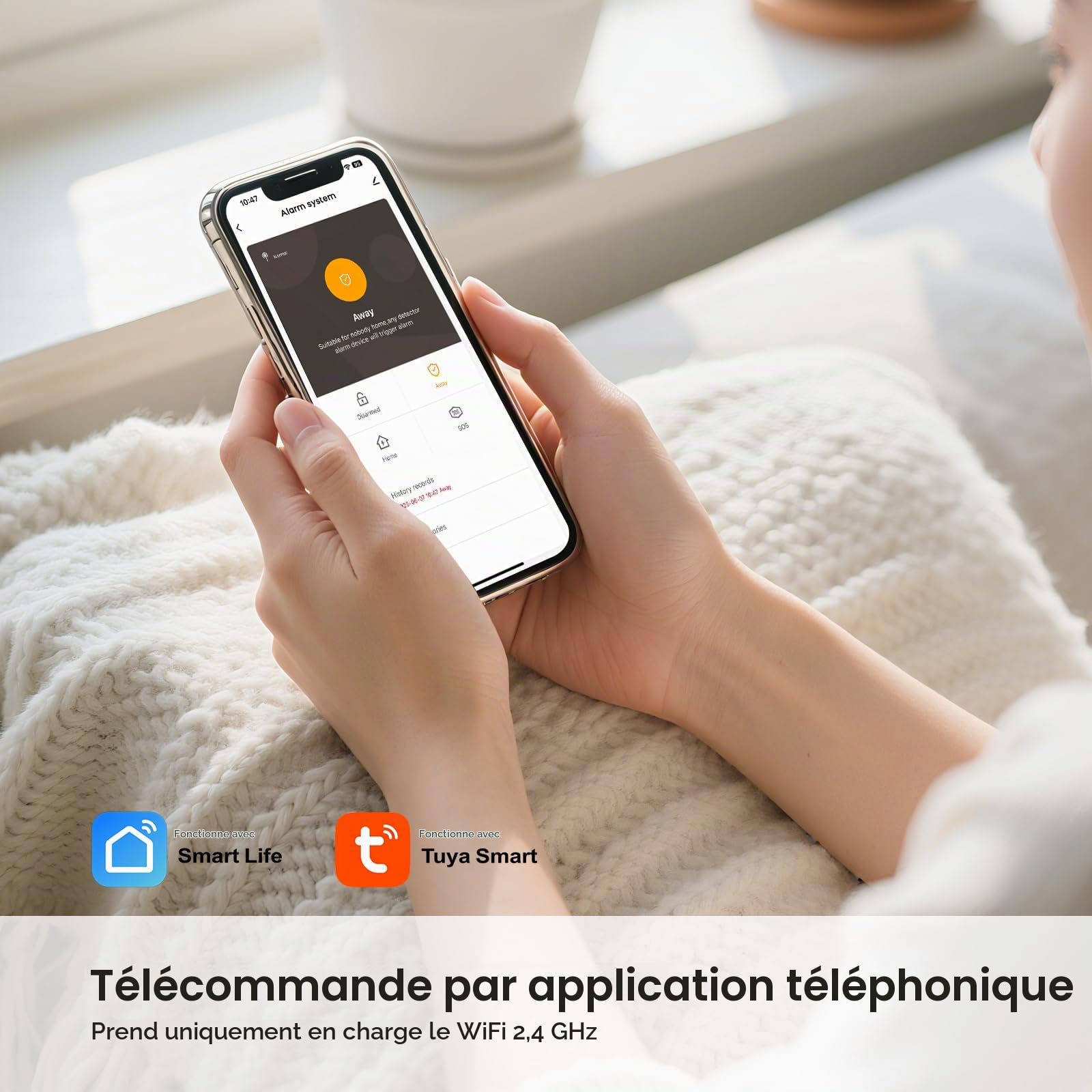 Écran Tactile 4,3" Alarme Maison sans Fil, 4G/WiFi Système d'Alarme, 21 Pack: 120DB Sirène, 6 Capteurs de Fenêtre et de Porte, 3 Détecteur de Mouvement, Compatible avec Alexa, Google Assistant