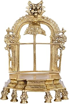 ARTVARKO Brass Kirtimukha Throne Pooja Singhasan Chowki Prabhavali for Idol Seat Prabhawal Peedam Idol God Stand Pooja for Idols 12 Inch, Standard, JTHRONE12IN3210