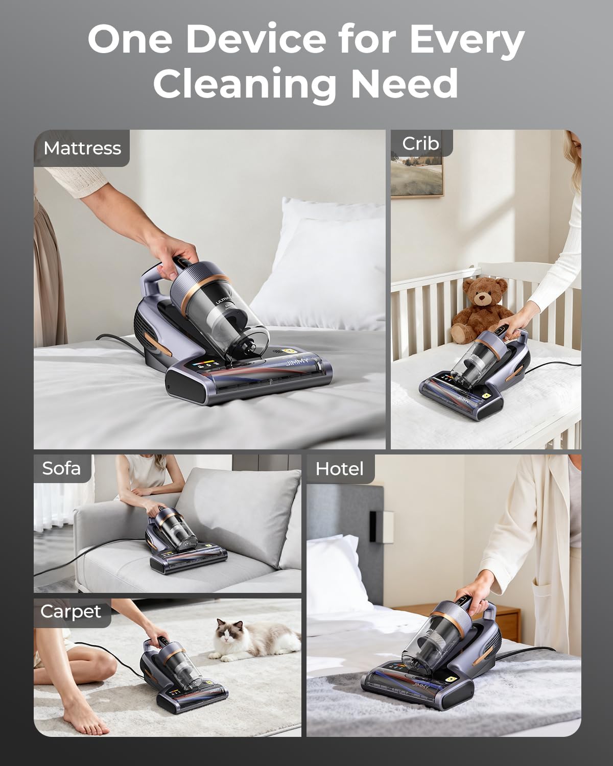 JIGOO T600 Mattress Bed Vacuum Cleaner with UV-C Light, 15Kpa Suction, 700W product image 21