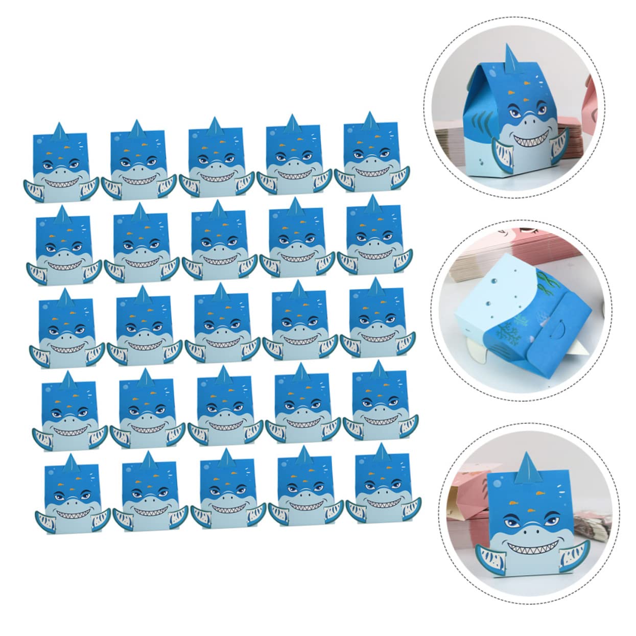 Scatola Caramelle a Forma di Squalo in Carta Blu, 25 Pezzi