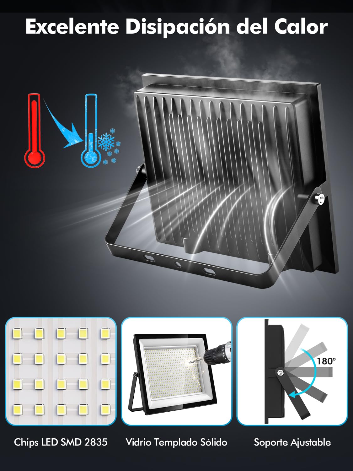 Focos LED Exterior 500W,6500K Blanco Frío Proyector LED Exterior,50000LM Superbrillante Foco Proyector,IP66 Impermeable Iluminación de Seguridad para Patio Terraza Garaje Entrada