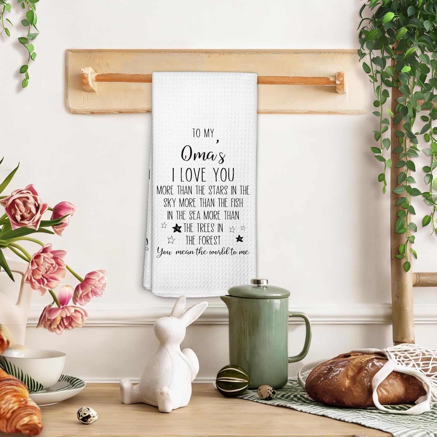 Oma Gifts Kitchen Towels, Oma Gifts for Mother's Day Dishcloth Dish Tea Towels for Kitchen, to My Grandma I Love You Sentimental Decorative Hand Towel, 16x24 Inch - Image 2