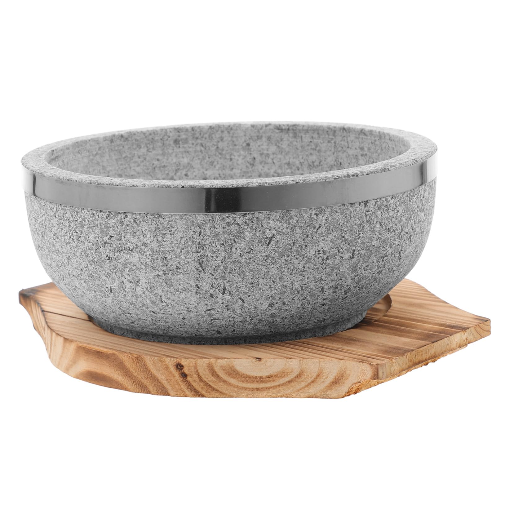 Naturalny Kamienny Garnuszek Do Koreańskiej Kuchni Bibimbap z Drewnianą Podstawką Odporny Wysoką Temperaturę bez Powłoki Idealny Do Gotowania i Serwowania Domu