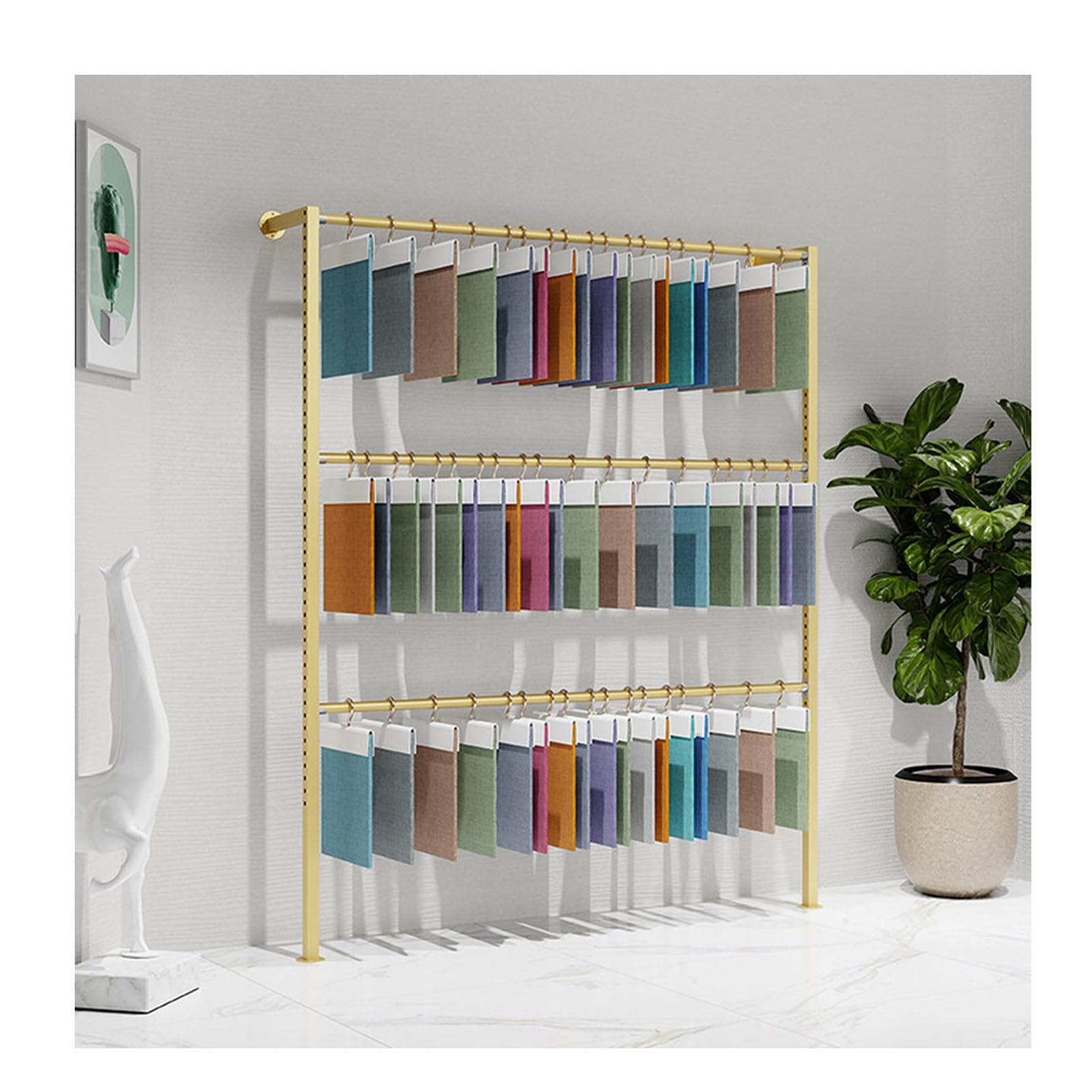 Présentoir d'échantillons de tissu mural pour showroom et magasin de rideaux