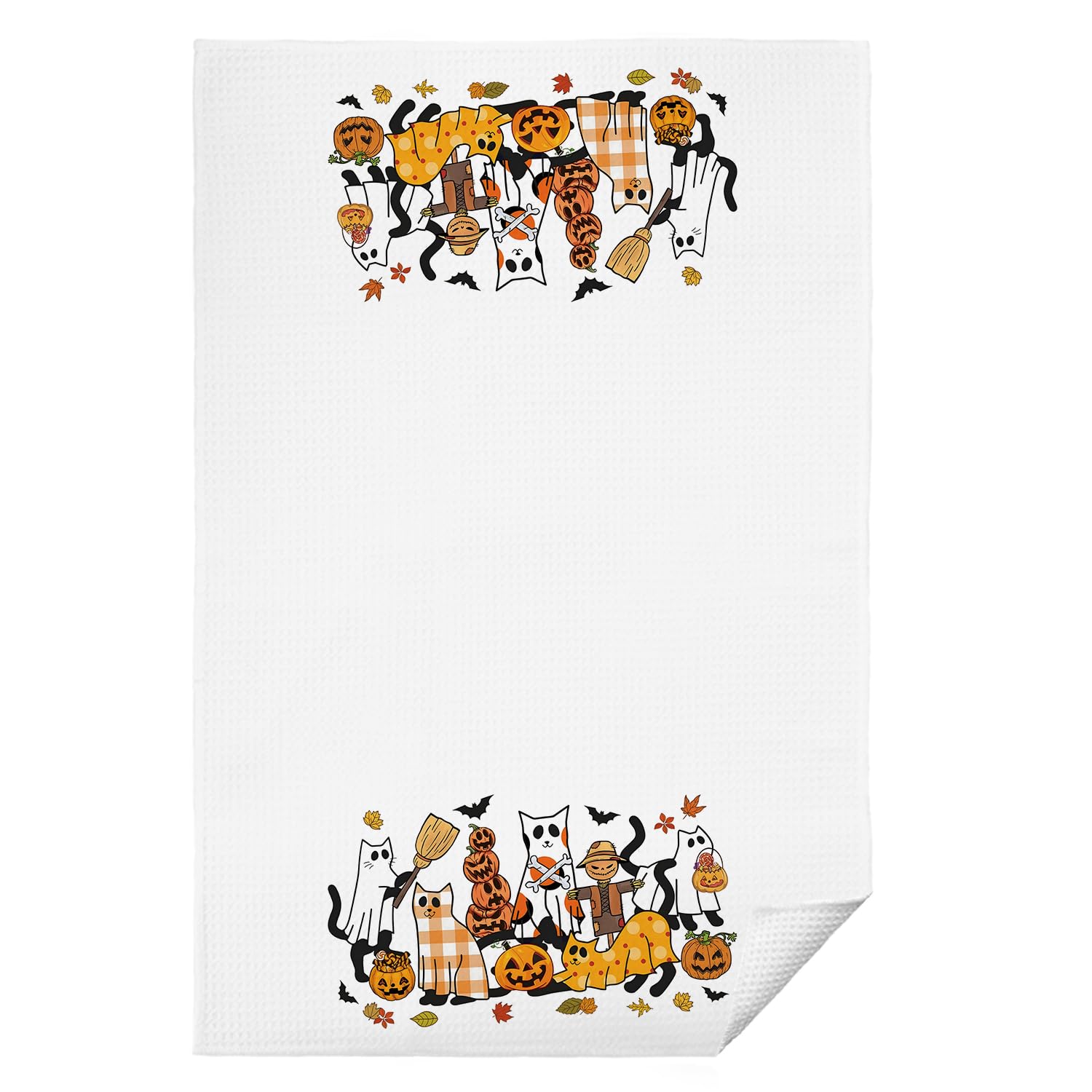 viijjue halloween black cat kitchen towels, cat lover gifts for women, funny ghost cats pumpkin decorative hand towels for bathroom, halloween dish tea towel for kitchen decor, 16x24 inch