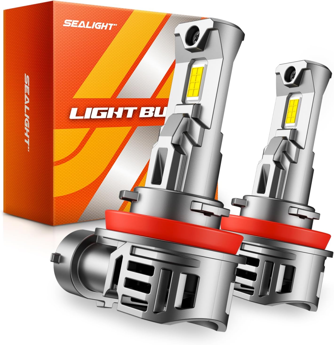 Sealight H11 Bulb, 40000LM 6500K Cool White with Cooling Fan, 1:1 Mini Size H8 H9 Fog Bulbs, 3-Min Plug-N-Play, Pack of 2