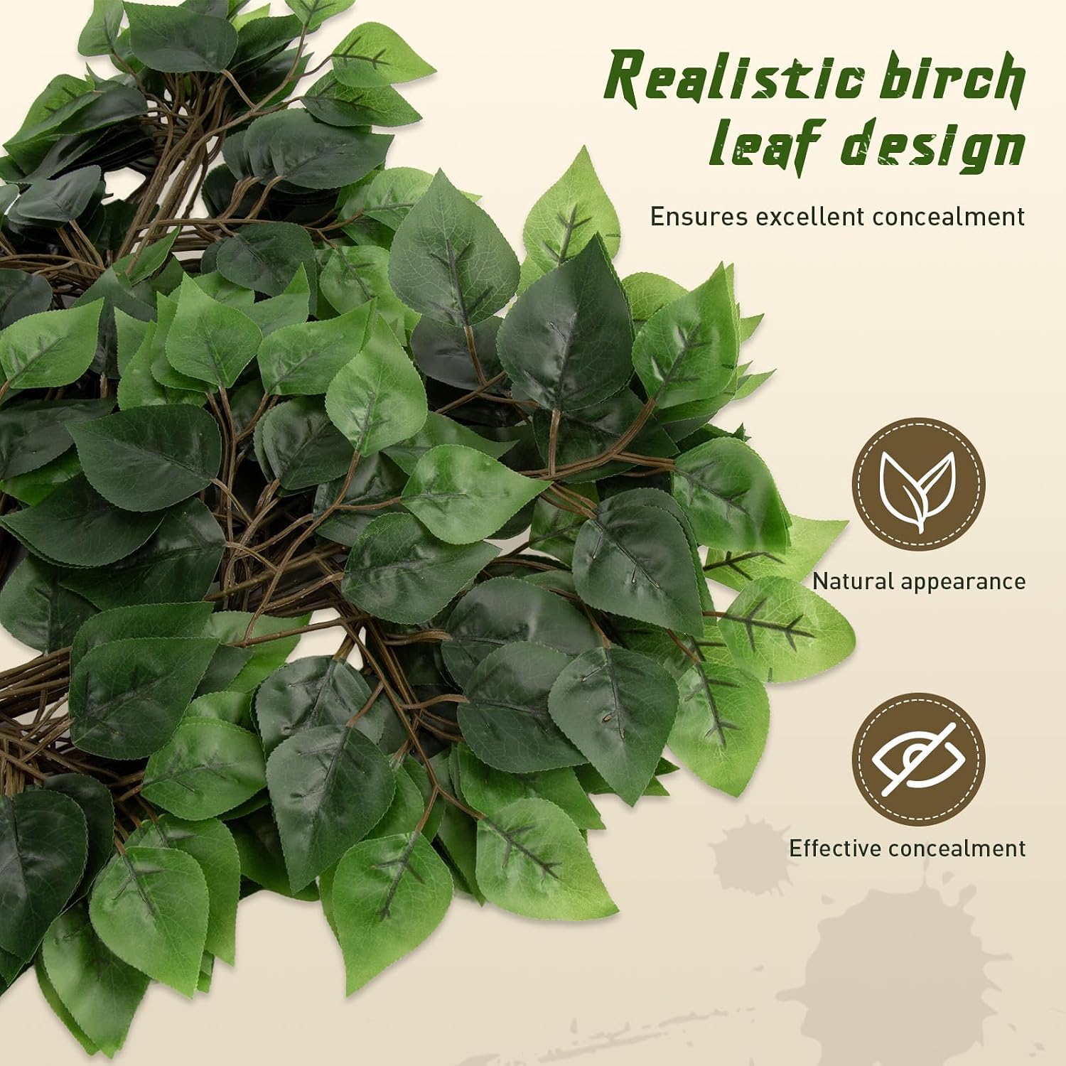 Hunting Camo Tree Stand Leaf Cover,Artificial Branches with 48 Leaves Each image 3