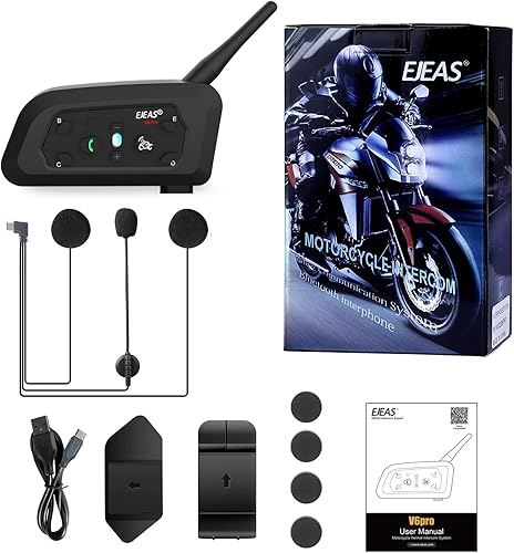 Miniatura 5 de EJEAS Vnetphone V6 - Casco de motocicleta con intercomunicador Bluetooth, sistema de comunicación Bluetooth 5.1 con función de llamada manos libres