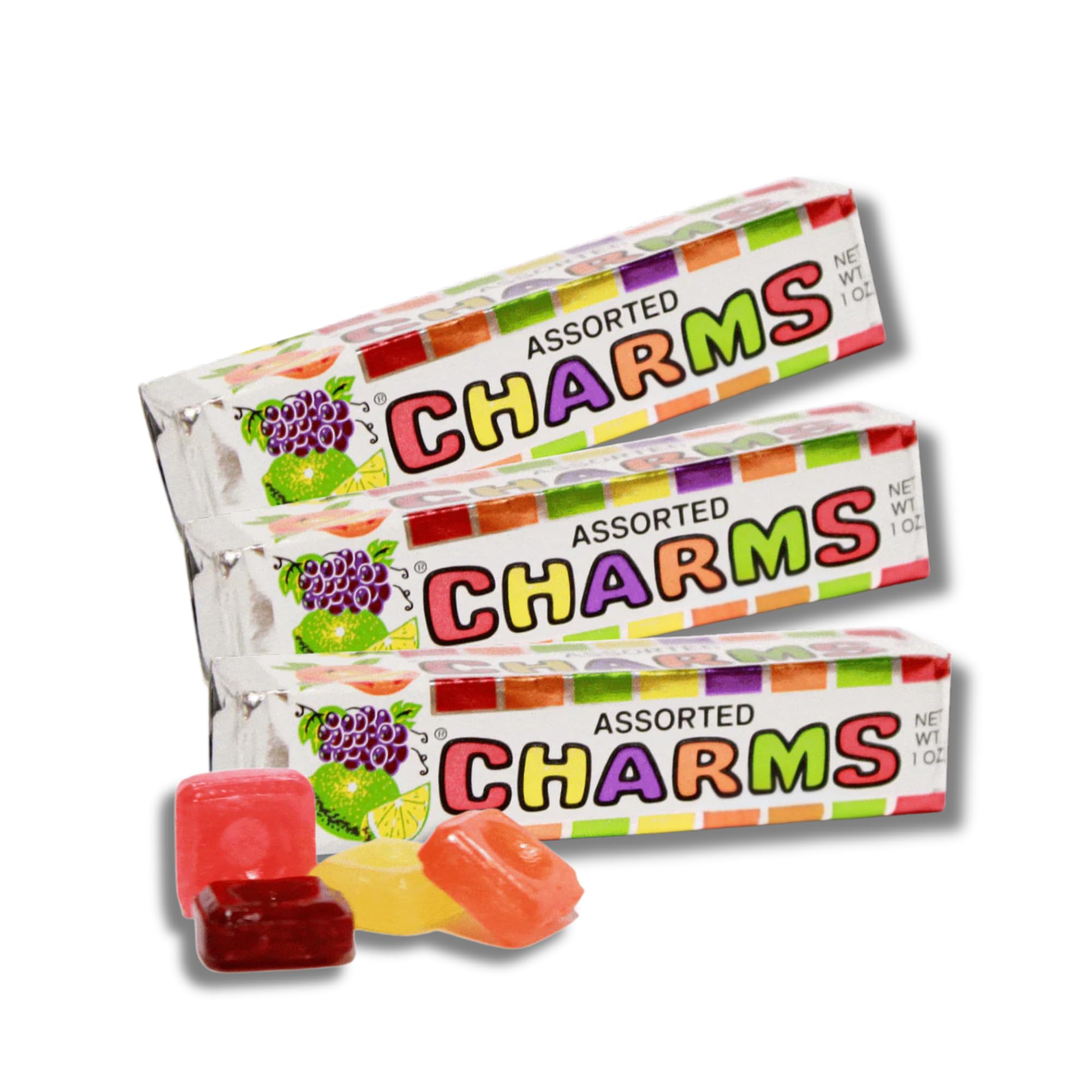 Classic Full Size Candy & Candy Bars - Gift Packs of 3 By Lyza's Sweets & Treats (Charms Fruit Squares)