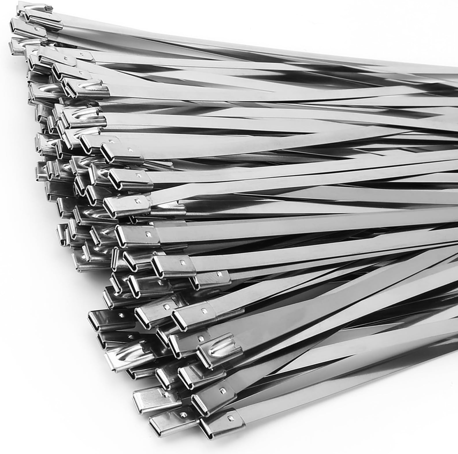 Metal Cable Ties, 304 Stainless Steel Zip Ties 100Pcs/11.8IN/300MM Heavy Duty, Heat Resistant for Exhaust Wrap/Fencing/Pipes/Auto Repair, Replace Metal Wires.