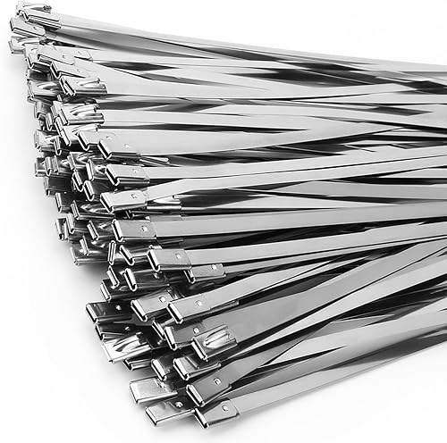 Bridas de metal de 100 unidades, bridas de acero inoxidable 304 de 16 pulgadas, bridas de metal resistentes para envoltura de escape, lazos de