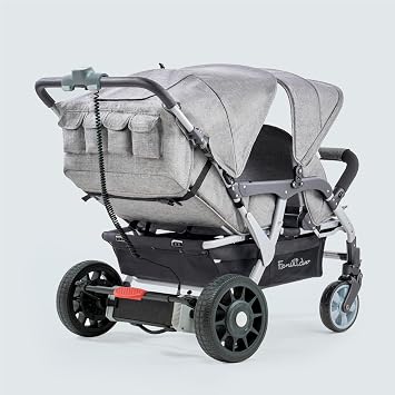 Familidoo Quad Stroller with Electric Assist Motor, Baby Stroller with All Reclining Seats - 4 Seat Stroller with 5-Point Harness for Safe and Secure Travel - for 6 Months to Toddler Gray