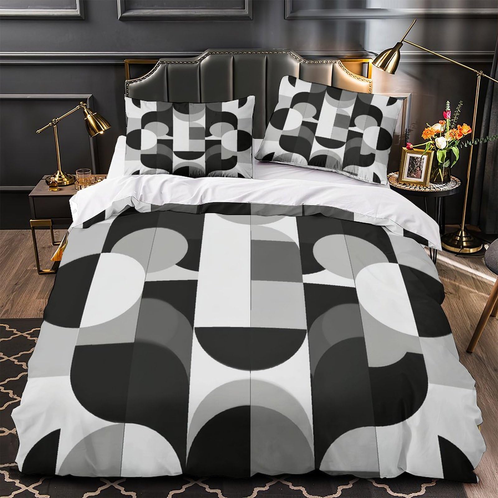 Housse de couette résistante et infroissable parure lit microfibre sans plis