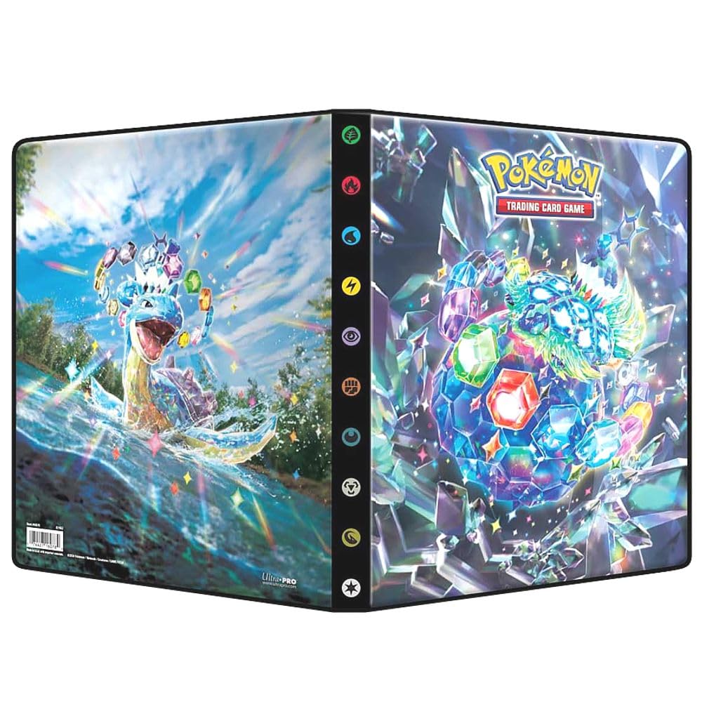 9-Pocket Pokémon Card Binder - Stellar Form Terapagos & Lapras Cover, Stores Up to 252 Cards, Archival-Safe Pages, Pokemon Cards Holder for Trading, Baseball, MTG, Booster Box