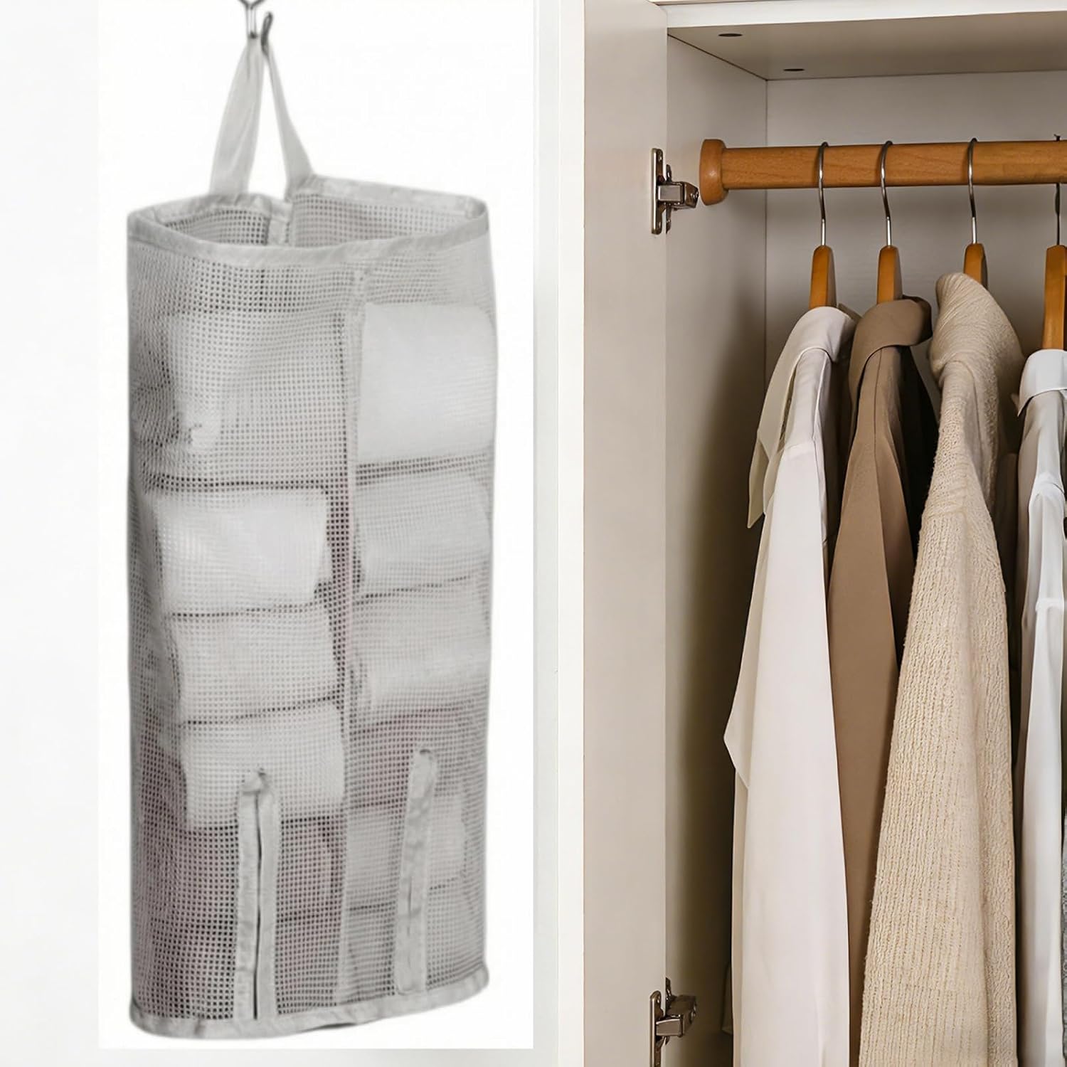 Hanging Sock Storage Bag,Sock Underwear OrganizerWall Mount Multifunctional Bag,Saver Kitchen Storage Holder,Hanging Closet Organizer,for Storing Socks Ties Plastic Bag 3PCS (Grey)
