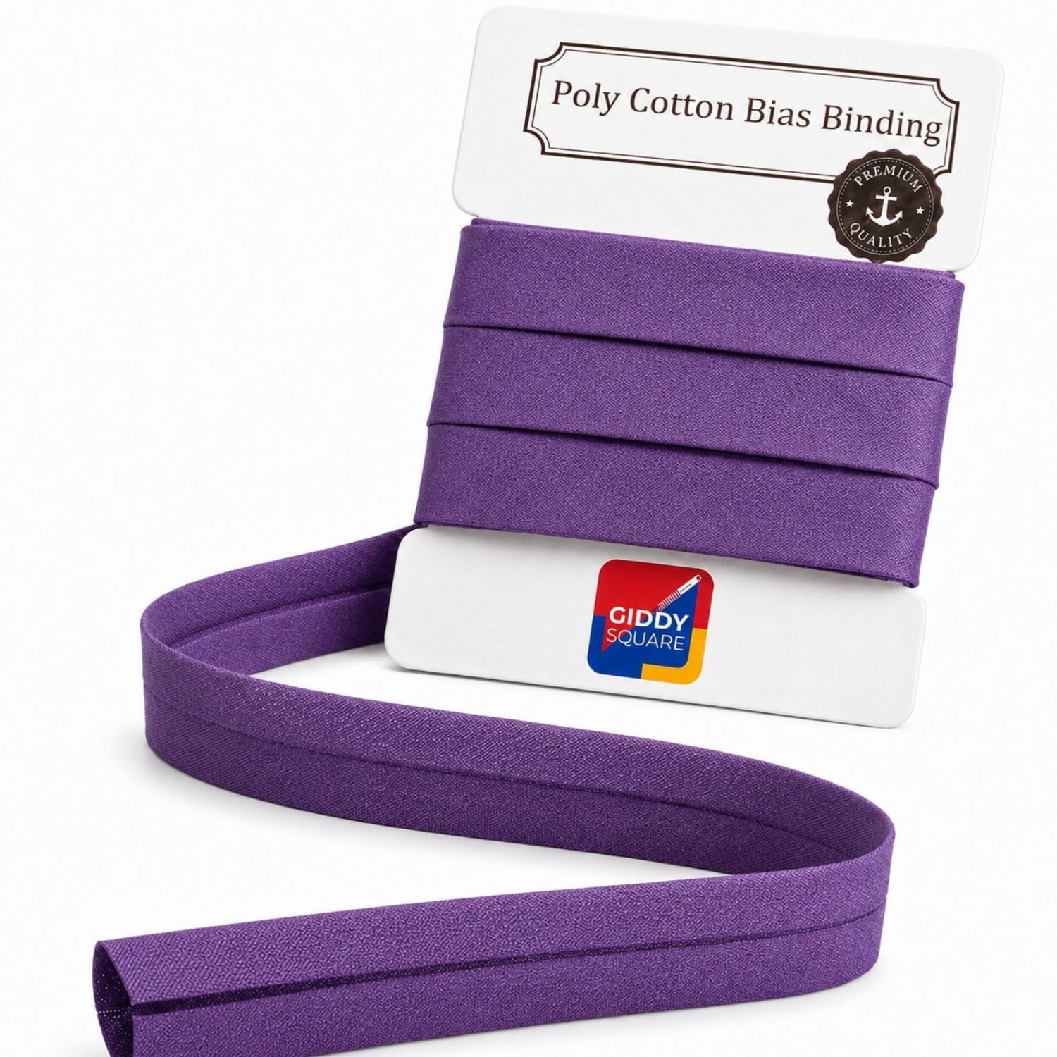Purple Bias Binding Tape 25mm 1 Inch 5 Metres - Pre-Folded Single-Fold Poly Cotton Bias Binding for Sewing, Quilting & Dressmaking - Machine Washable - Giddy Square — image 1