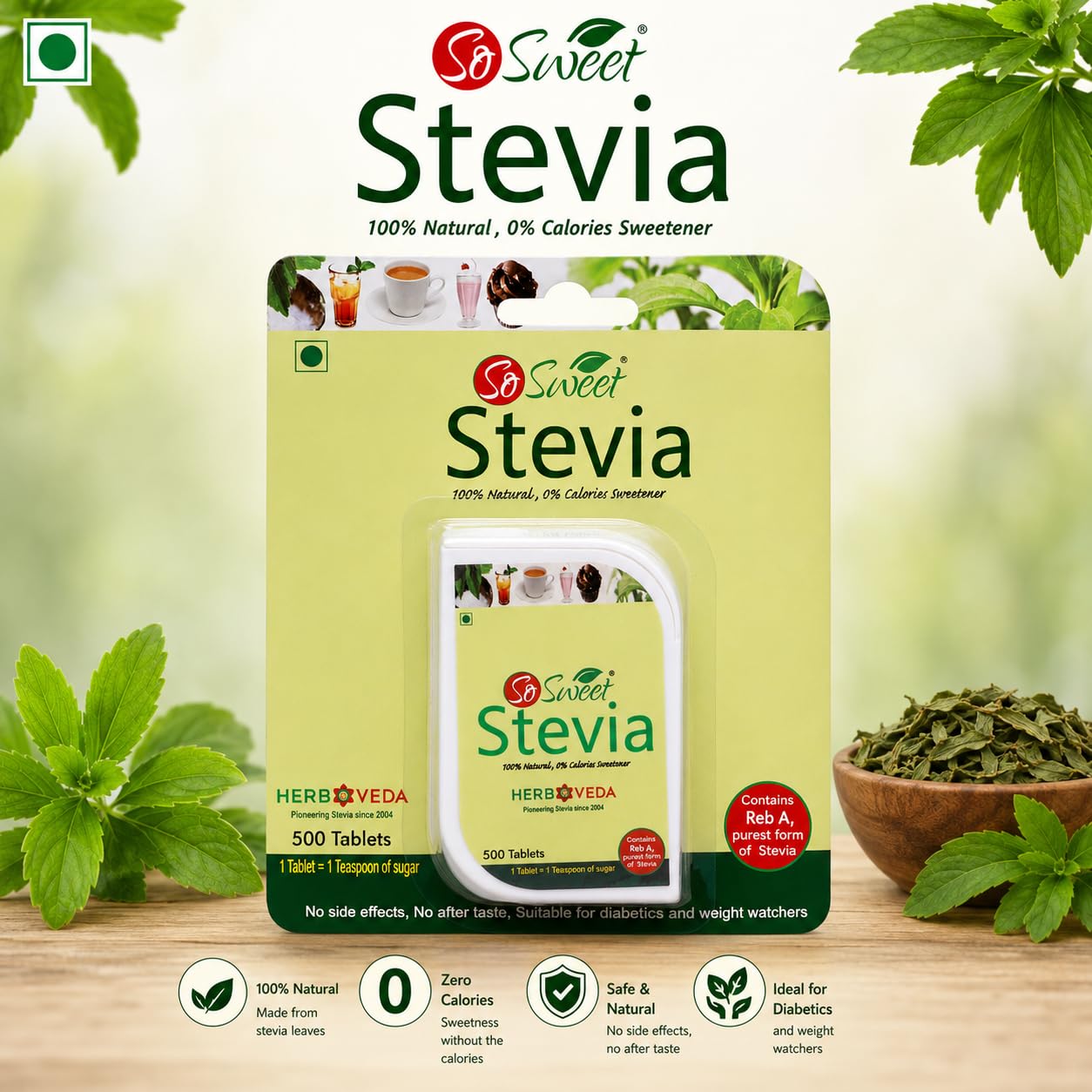 So Sweet Stevia Tablets Sugar Free Natural Zero Calorie Sweetener (Pack of 2, 600 Tablets) 4