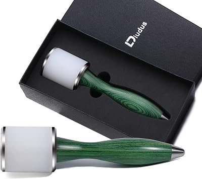 Leather Carving Hammer Leather Working Mallet Leather Maul DIY Leathercraft Mallet Stamping Tool with Nylon Straight Head Wood Handle for Leatherwork Green/Water-Rippled