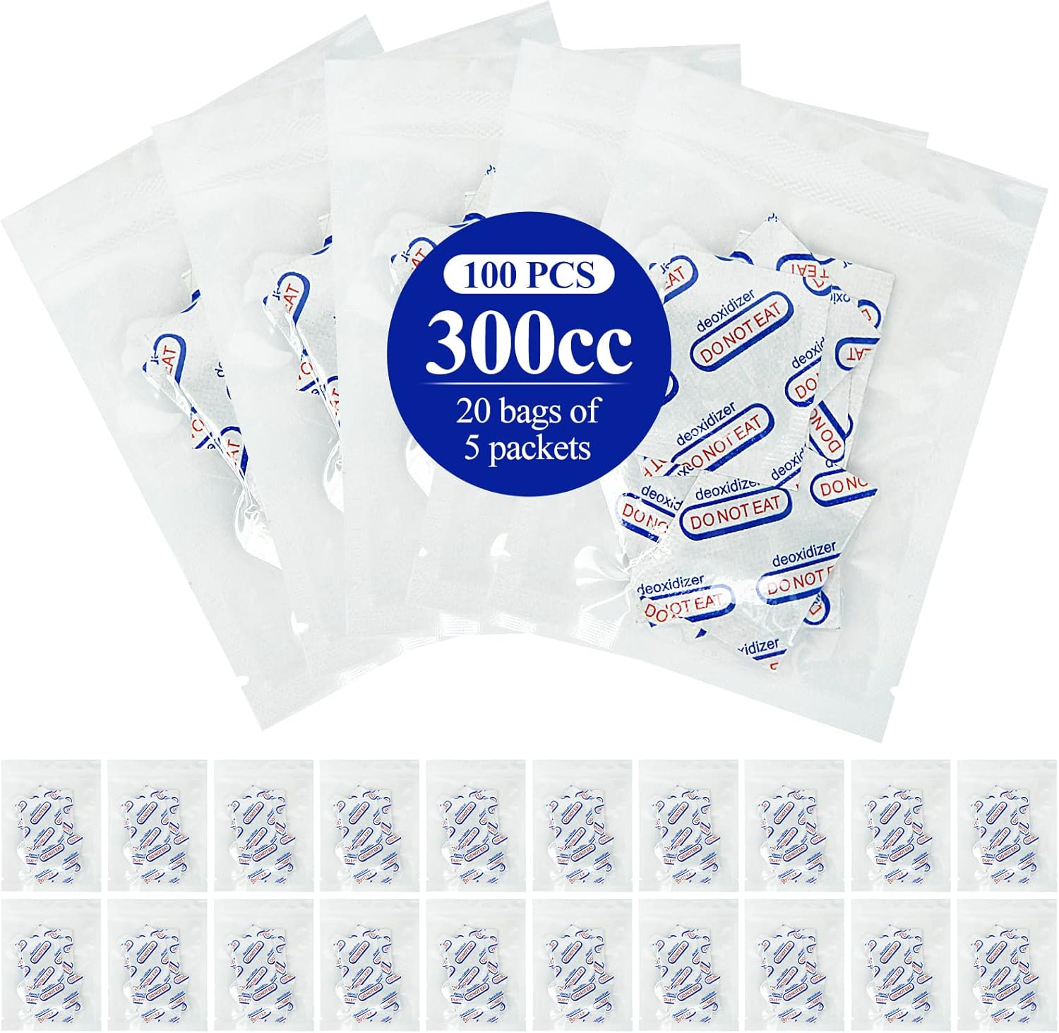 300cc Oxygen Absorbers for Food Storage Pack of 100 (20