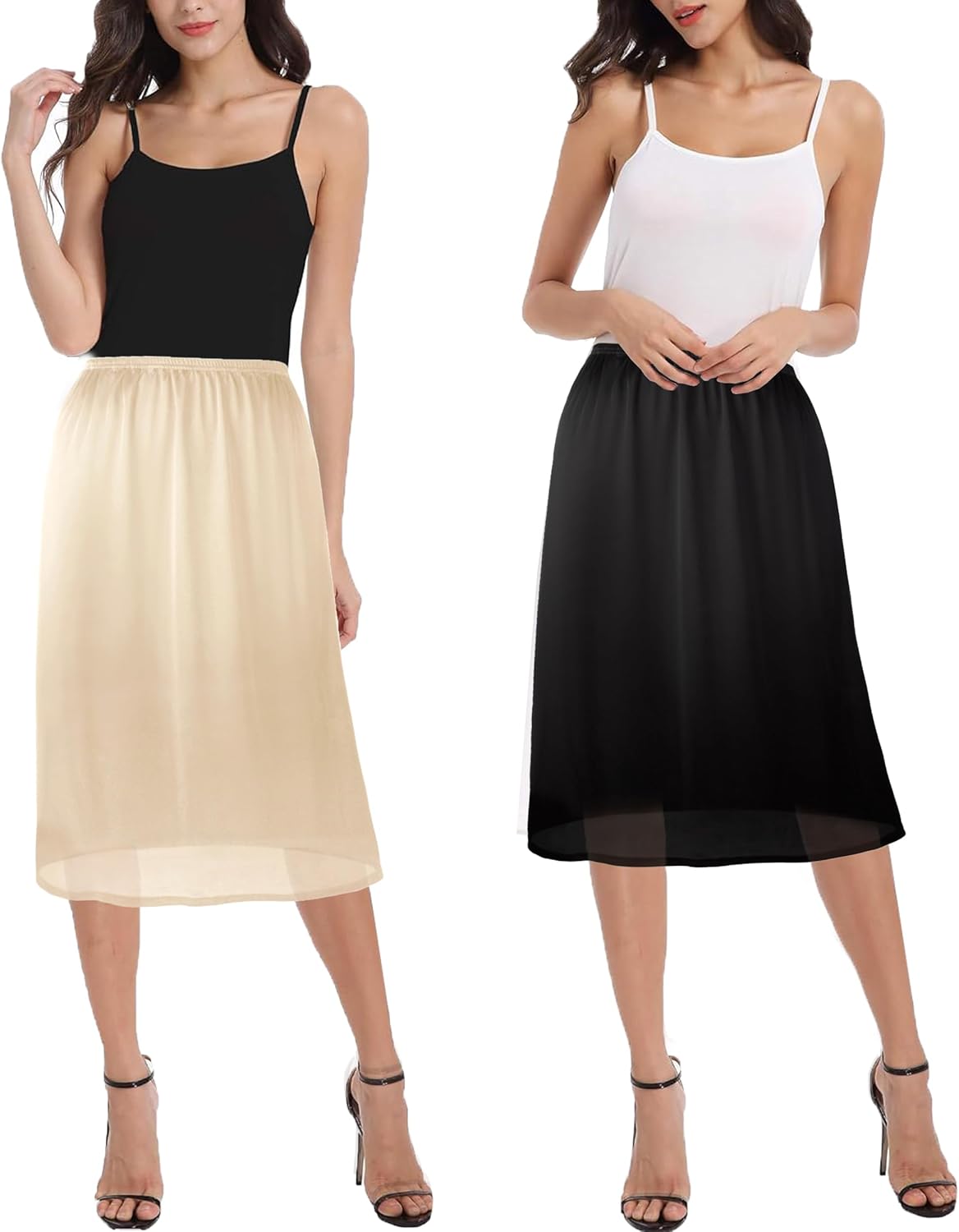 Damen Satin-Unterrock Mit Spitze - Elastische Taille Für Kleider & Röcke