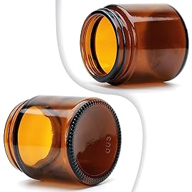 4oz Glass Amber Cosmetic Jars with Black Lids,12 Pack Empty Small Glass Jars with Inner Liners, Round Sample Container for Cream,Lotion,Ointments