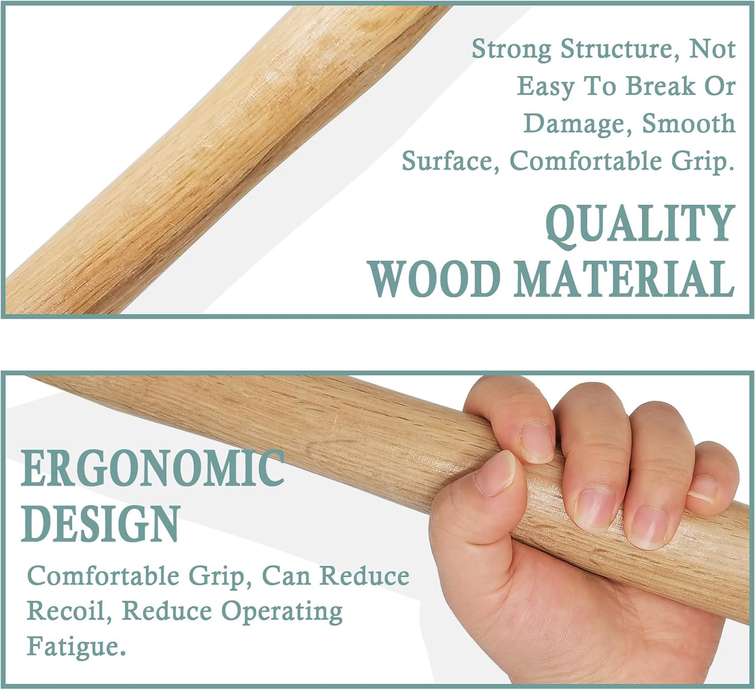 2pcs 2p /35cm Length Small Sledge Hammer Handle Replacement,Wooden Hammer Handle Wood Tool for Octagon Hammer, Round Head Hammer, Pincer Hammer