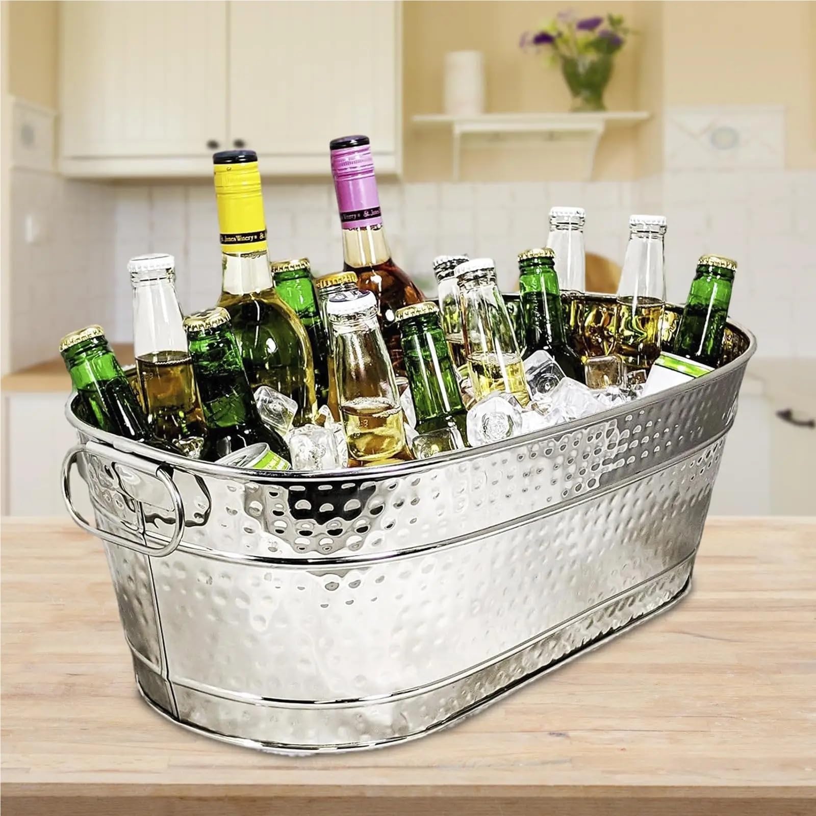 Eiskübel, verzinkter Wannen-Aufbewahrungsbehälter, leichte Eiswanne, Bierkübel for Getränke, Champagner, Cocktails, Weinpartys für Garten-Party
