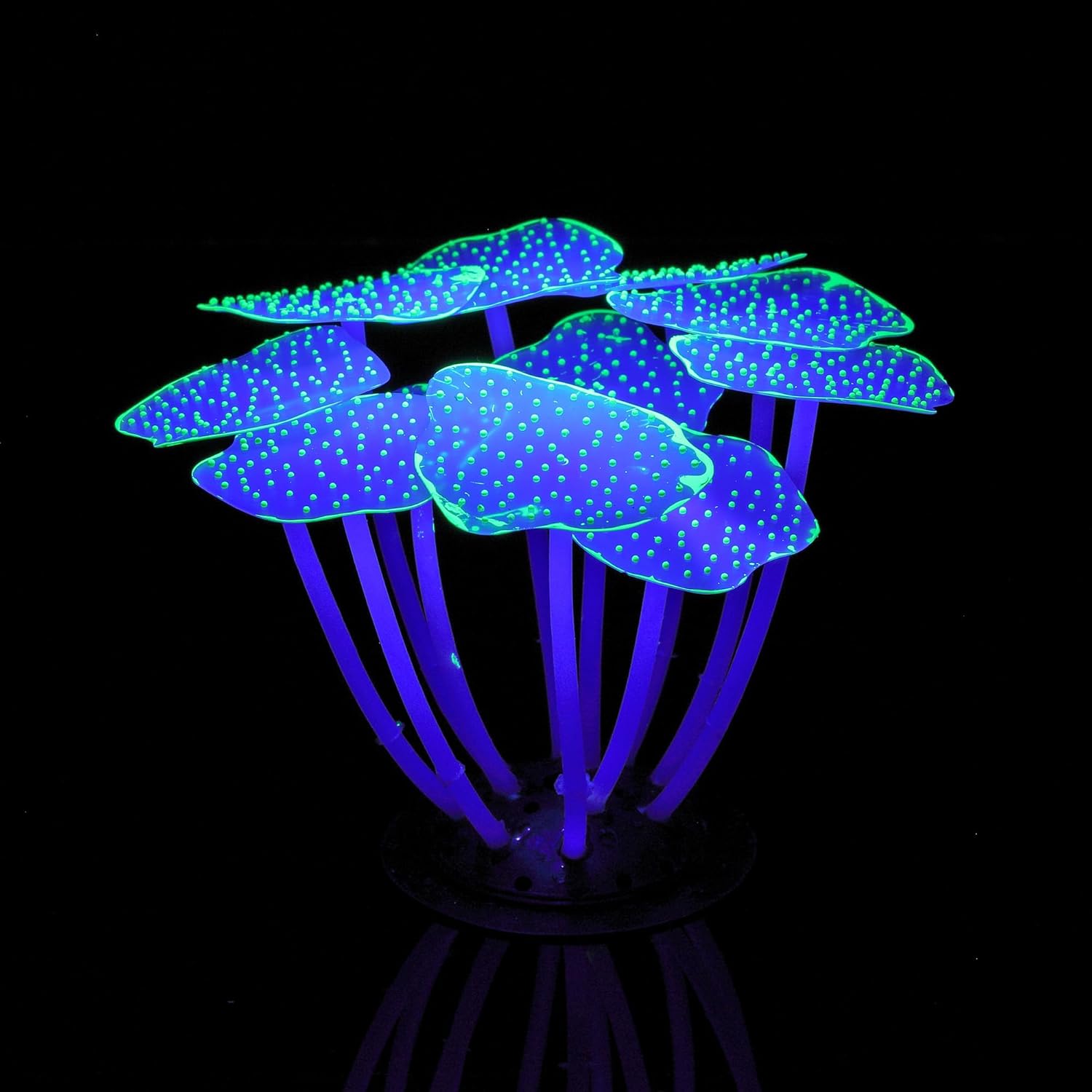 Glowing Aquarium Decorations, 4pcs Glow Sea Anemone Coral Ornaments, Silicone & Resin Material, Aquarium Decor