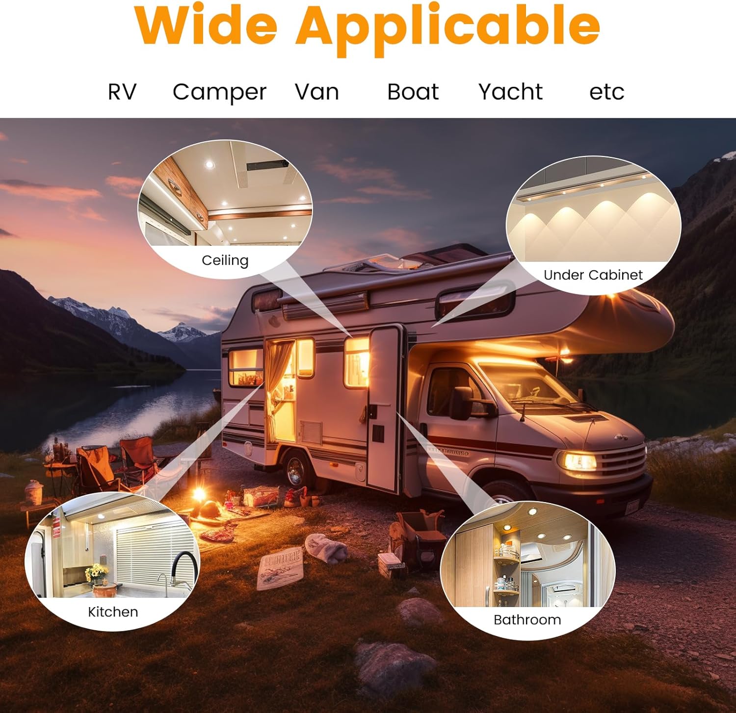 8-Pack 12V Dimmable LED Puck Lights, RV Interior Recessed Ceiling Lights for Camper Van, 2.75" Flush Mount Downlight, 215 Lumen 12 Volt LED Lights for Kitchen Cabinet, Boat, Truck