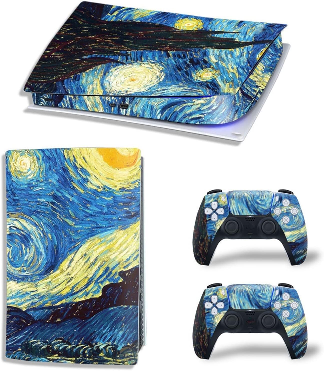 保護 PS5デジタル版コンソールと2つのコントローラー用のアニメデカールスキンビニールカバースキンラップ、気泡のない、耐久性のある、