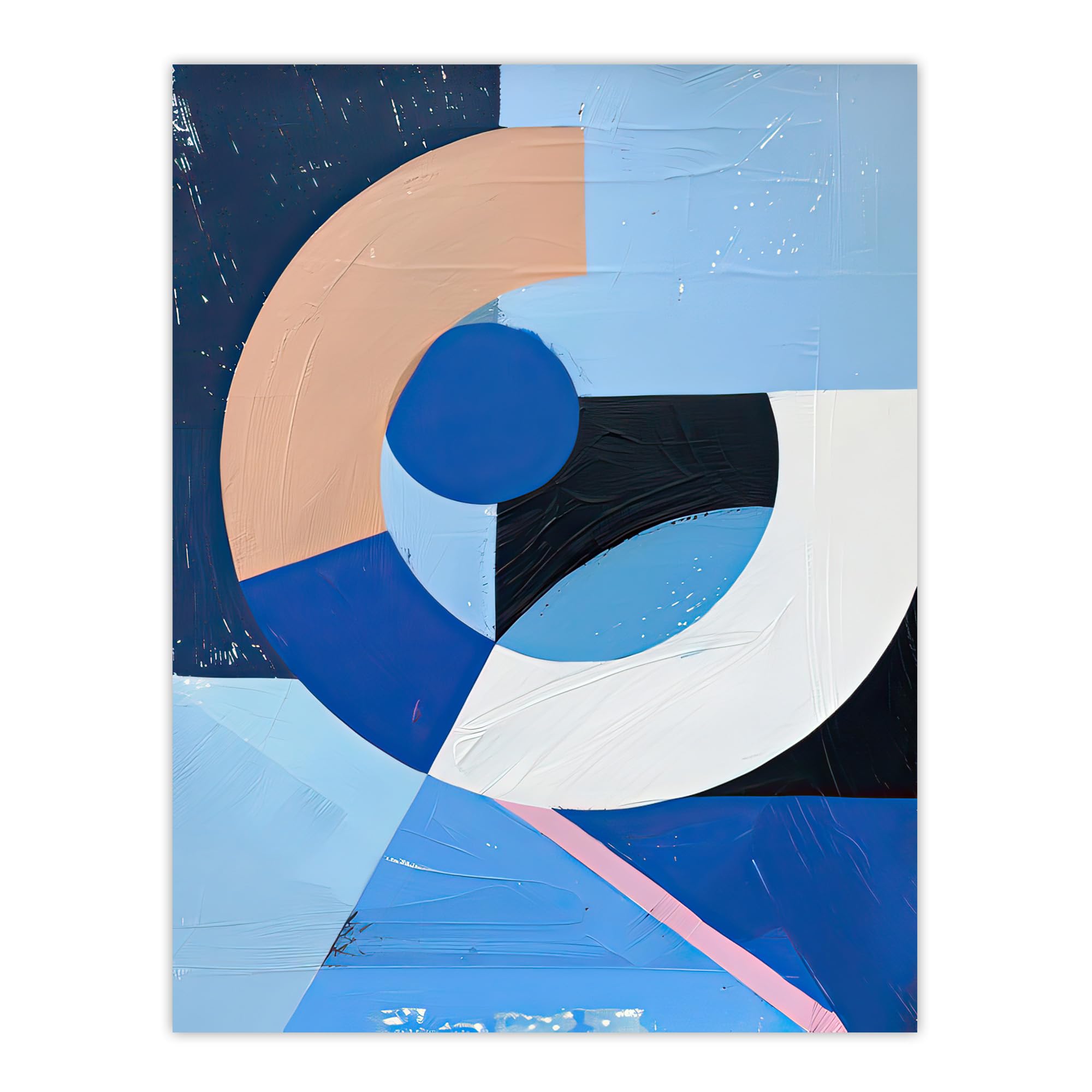 Artery8 Blue Bauhaus Inspired Modern Artwork Painting Living Room Large Wall Art Poster Print Thick Paper 18X24 Inch