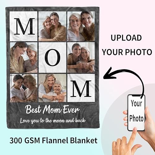 Miniatura 3 de Cara Nonna Manta para mamá para San Valentín, manta de fotos personalizada, mantas con fotos para mamá, cumpleaños, día de San Valentín, regalos