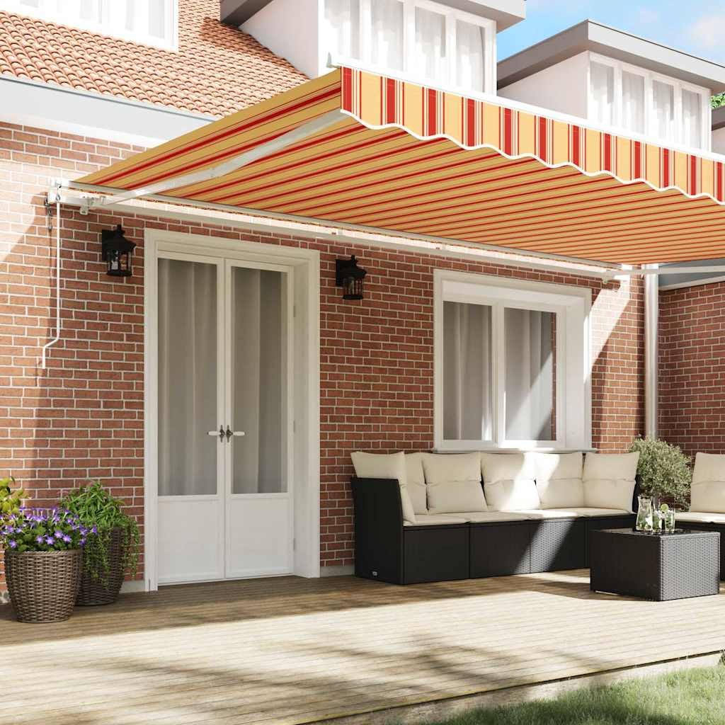 Tenda da sole elettrica, 500 x 300 cm, estensibile con telecomando e manovella, tenda motorizzata per esterni per terrazza e giardino, giallo/arancione