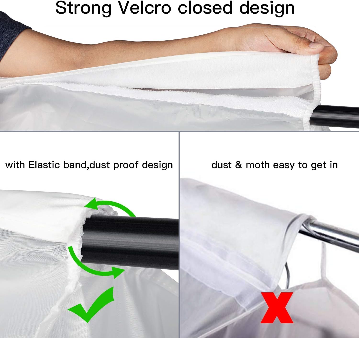 Zilink Hanging Clothes Bag Organizer 43 inch-2 Pack Large Garment Bags Suit Bag for Storage Hanging Clothes Cover for Suit Coats Dress Closet Storage (Hanger Not Included)