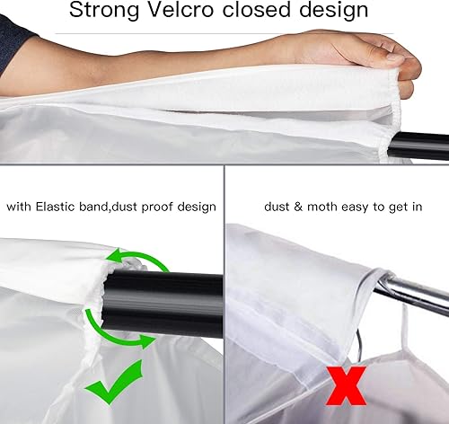 Vista 22 de Zilink Bolsas de ropa colgantes de 60 pulgadas para almacenamiento de armario, grandes ventanas transparentes para colgar ropa, estante de ropa