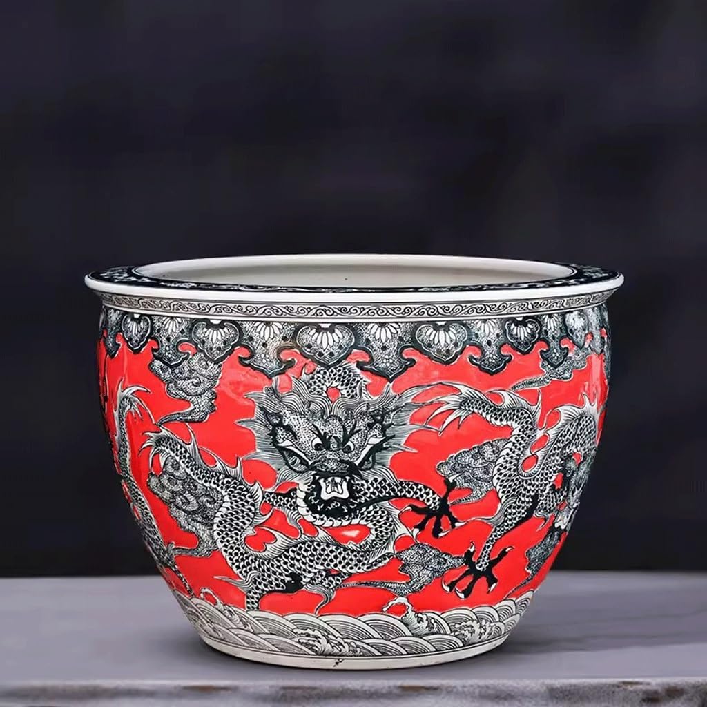 フィッシュタブ セラミックドラゴン柄水槽 タートルタンク 中庭 スイレン 蓮タンク リビングルーム 家庭用ライスタンク クール水槽