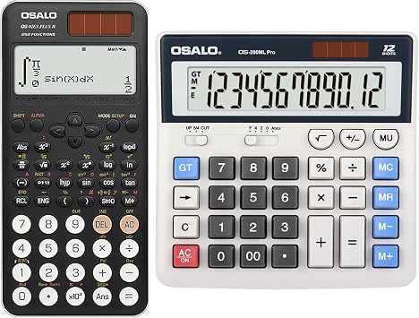 OSALO Desktop Calculator Extra Large Display Scientific Calculator 252 Functions 2-line Written Display & Battery Solar Calculators for Secondary Students
