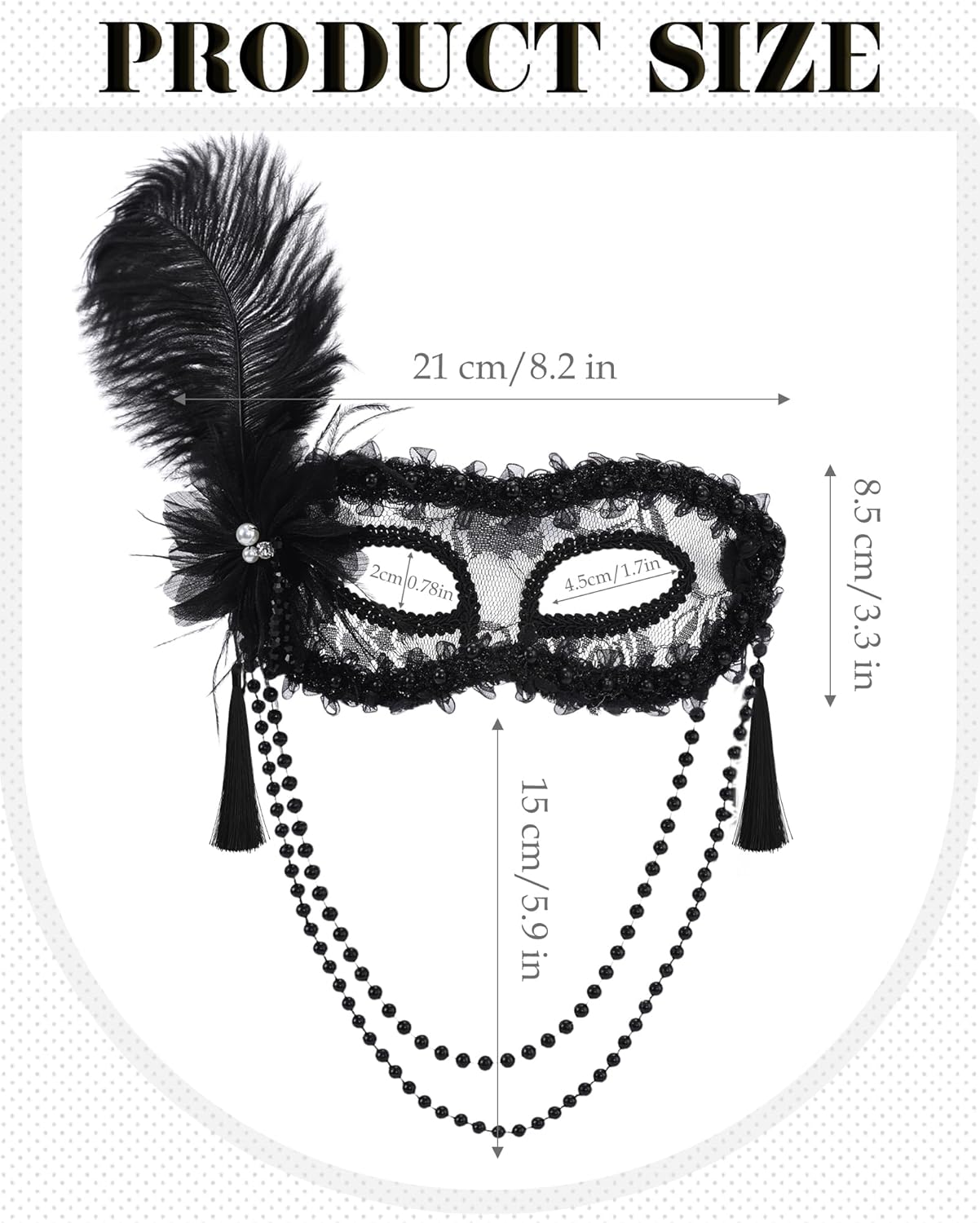 Venetian Masquerade Mask for Women - Feather Masks with Pearl Tassels, Party Eyemask for Halloween Renaissance - Image 5