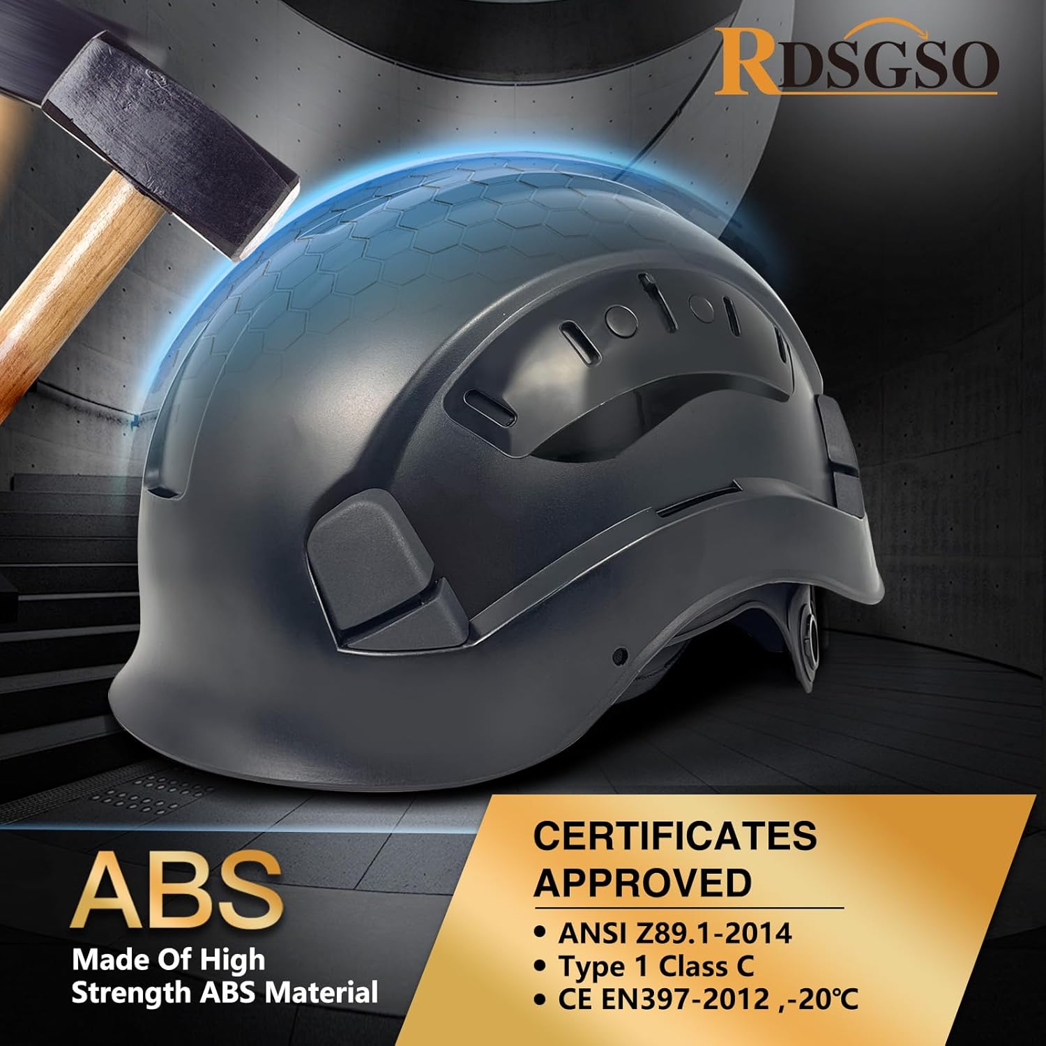 ANSI-Certified Industrial Safety Helmet RGS-6C with Adjustable Vents, 6-Point Suspension Hard Hats for Construction, Rescue, Outdoor Work - Image 3