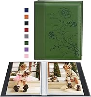 Vista 8 de Artmag Álbum de fotos de 5 x 7 pulgadas, páginas transparentes, con bolsillos, cubierta de piel, deslizante, libro de fotos con capacidad para 50