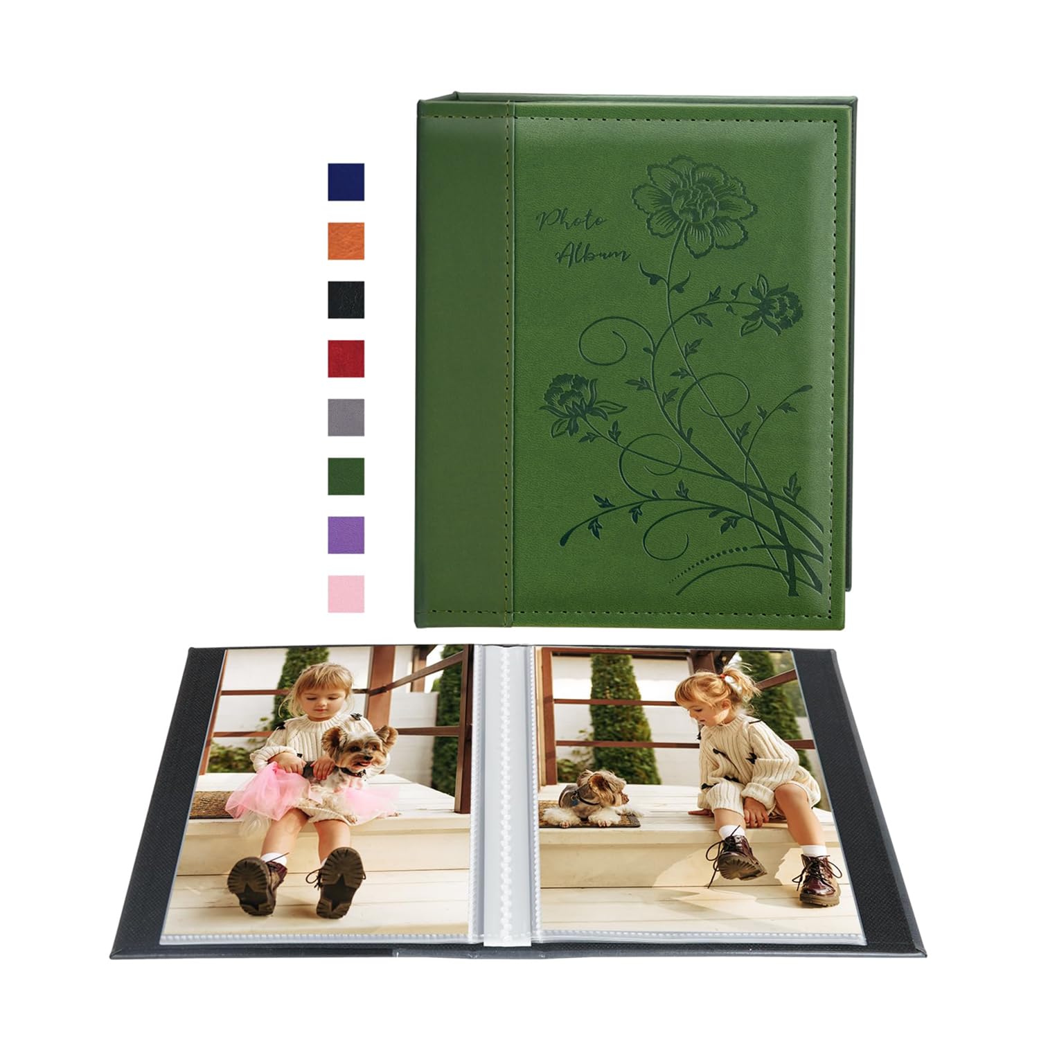 Artmag Album na zdjęcia, 100 x 18 cm, przezroczyste strony, skórzana okładka, wsuwane albumy fotograficzne, pomieści 100 pionowych zdjęć 15 x 18 cm, książka z obrazkami dla rodziny weselnej