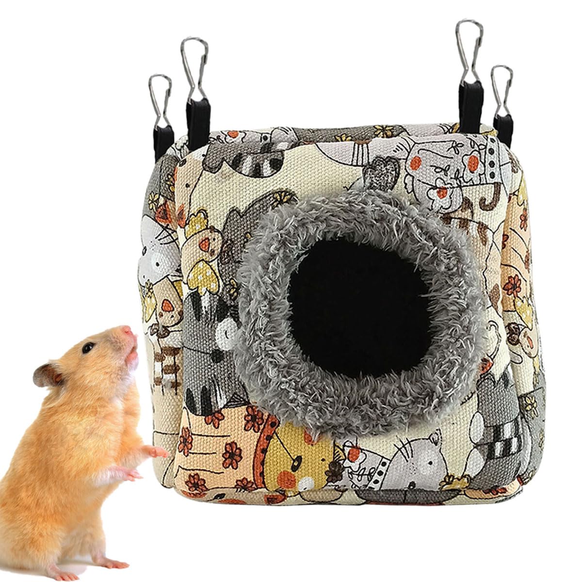 Paxikaka Hamster Rat Hammock Bed, Hanging Cave Shaped Cotton Nest Suitable for Small Animals Hamsters Rat Mouse Gerbil Sugar Glider Squirrels etc (S)