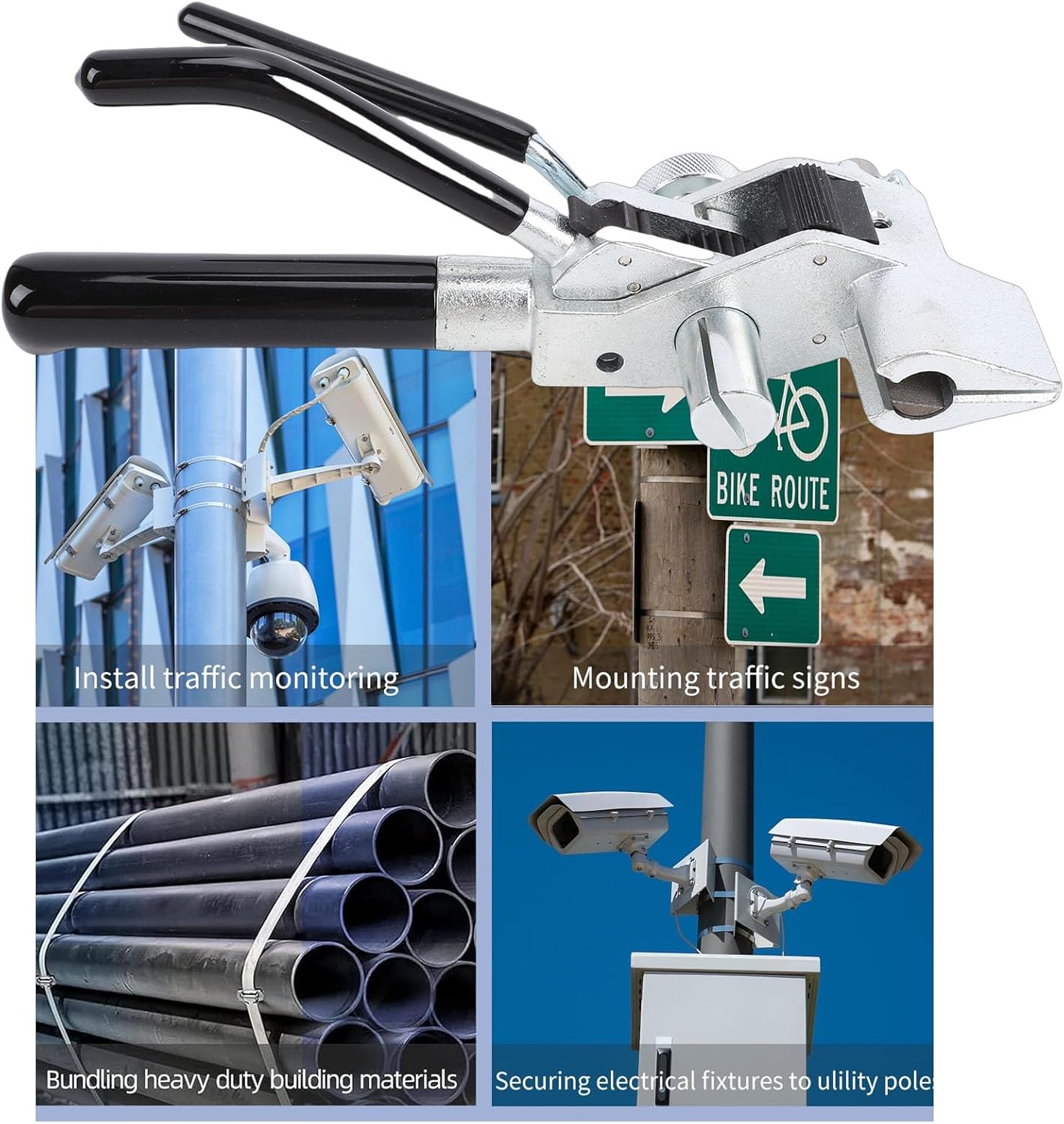 Generic ステンレスタイラップ用金属結束バンドカッター テンション取付切断工具 セルフロックステンレス用 リリースツール付 黒